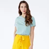Latest Dress Tops T-shirt Loose Blouse Lady Summer Basic Style V Neck Spandex Peppermint Green Short Sleeve