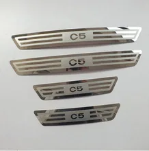 For 2008-2014 Citroen C5 II Automobile Covers Door Sill Strip Scuff Plate Pedal Side Trim Car Styling stickers Accessories 4pcs