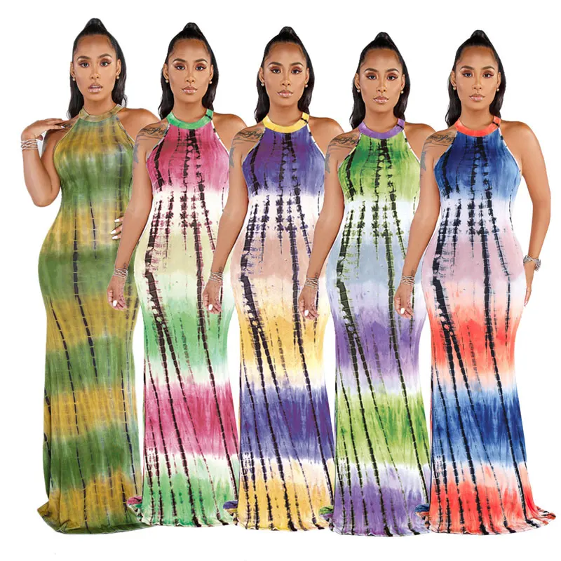 

90612-MX23 new look 5 colors summer high quality maxi dresses women