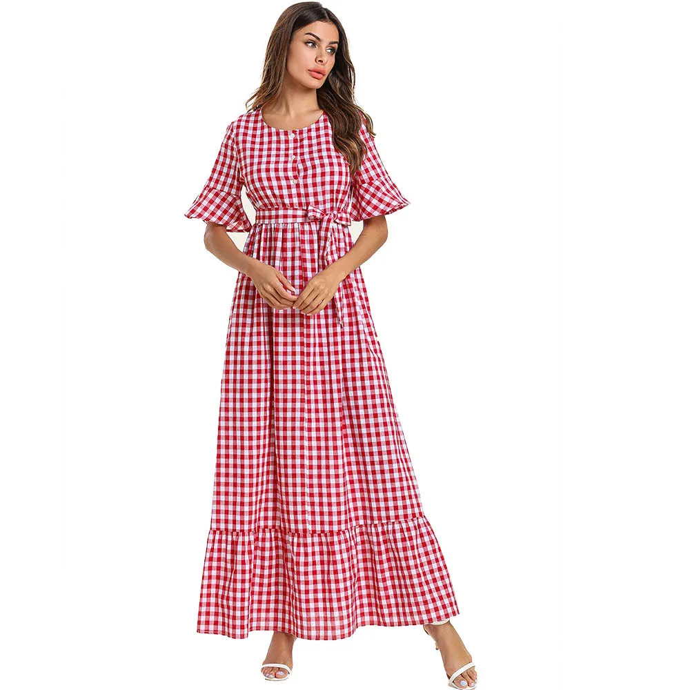 

Lattice stitching large-pendulum Muslim dress