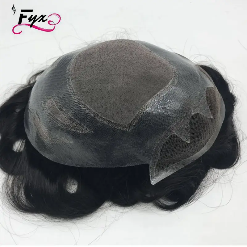 

Non surgical hair replacement thin skin men toupee invisible knot hair pieces for black men