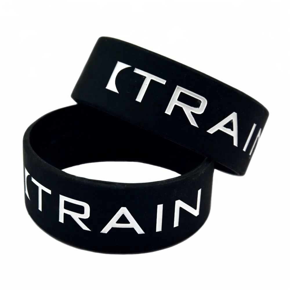 

25PCS Classic Decoration Train Hard Motivational Silicone Bracelet, Black