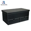 Large size black leather car trunk storage box with removable drawers