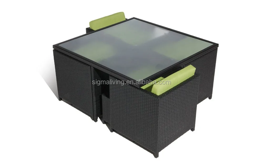 space saving furniture  4 seater modern rattan compact dining table set