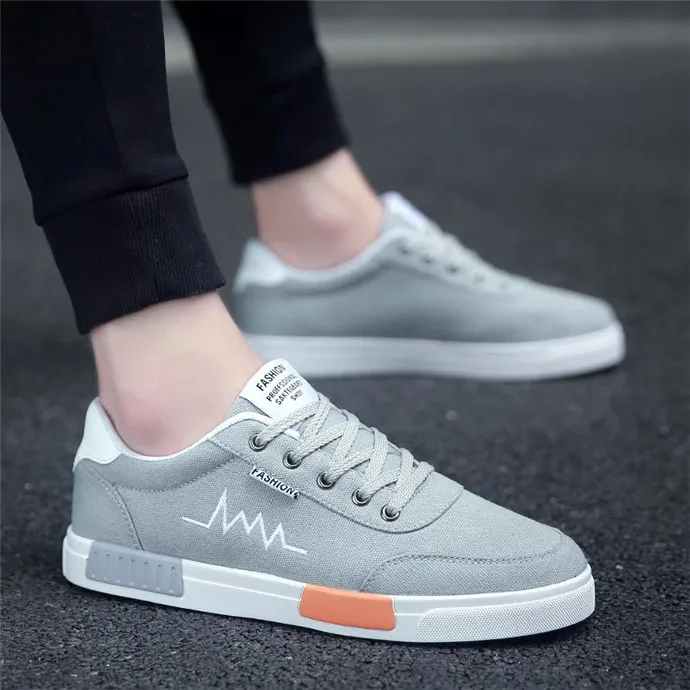 

In Stock Spring Men Students Trendy Casual Lace-Up Canvas Sneakers, As the pictures show