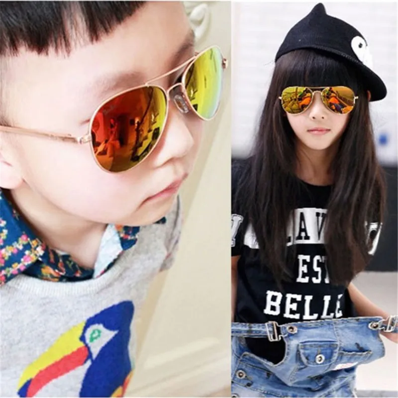 New Girls Boys Metal Frame Mirror Lens Sunglasses Square Eyeglasses Eyewear For Kids PY6 L4