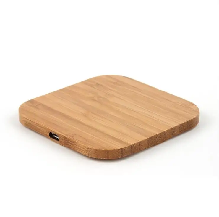 

drop shipping Ultra thin Portable bamboo 10w fast Qi Wireless Charger Charging Pad