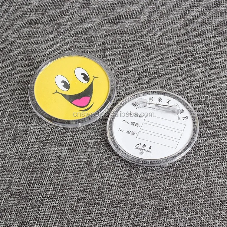 
Plastic logo name badges customized blank acrylic pin badge 