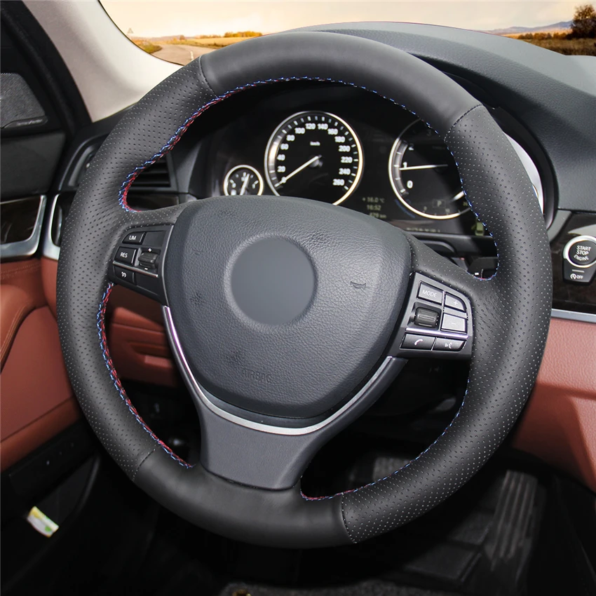 

Hand Stitched Artificial Leather Steering Wheel Cover for BMW F07 F10 F11 F01 F02 F03 F04 F06 M5 2011 2012 2013 2014 2015 2016