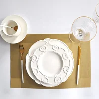 

Wholesale lace floral dinner plate set porcelain white