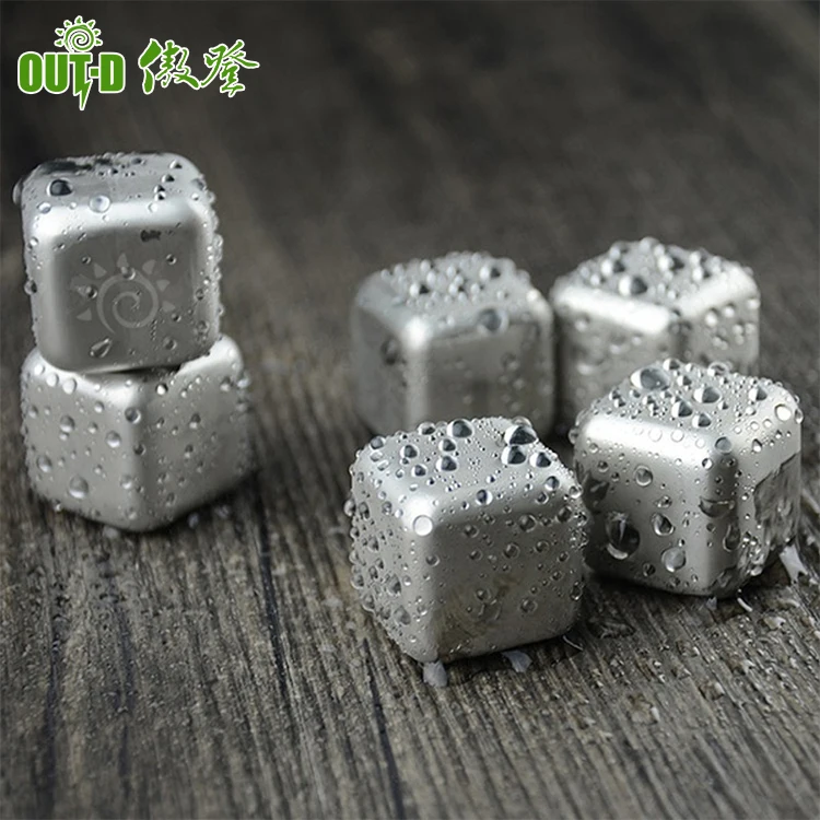 
6 pieces stainless steel whiskey chilling stones ice particles cubes set 