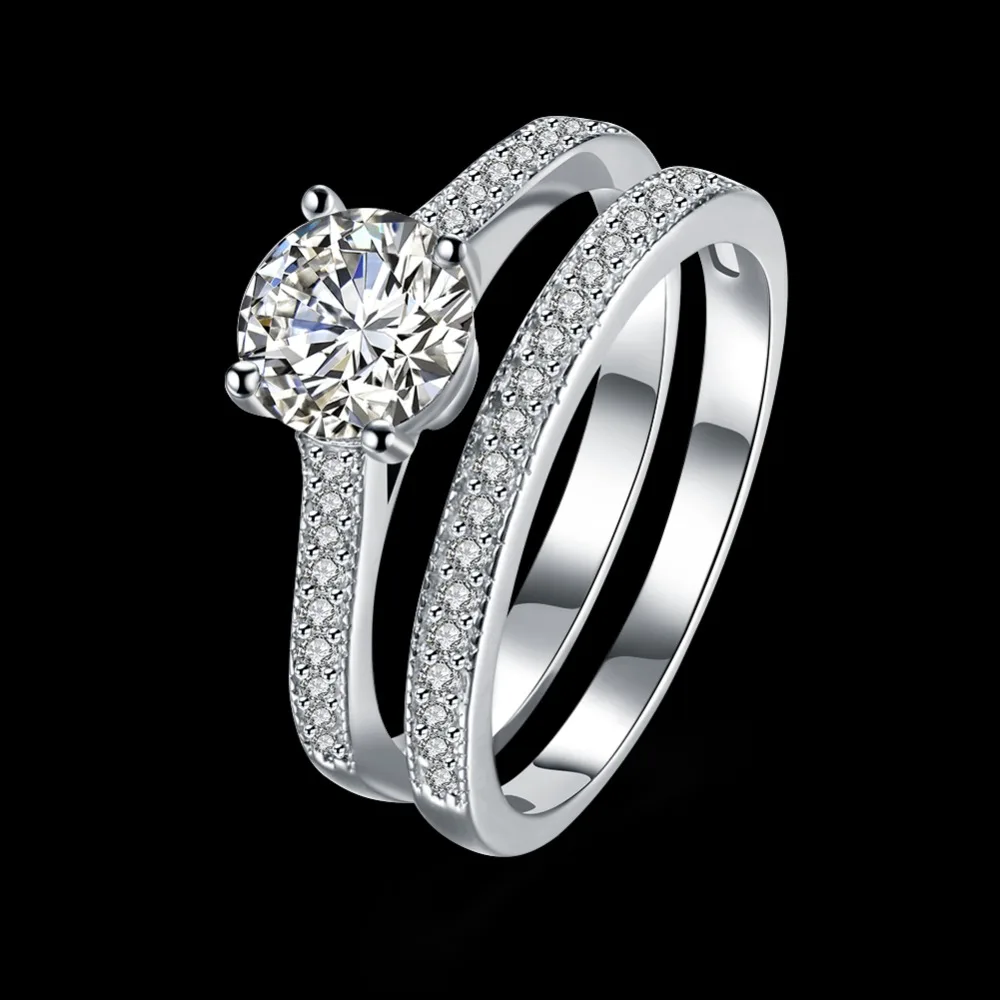 

Platinum Plated Anti-oxidation Support Dropshipping ,925 silver diamond engagement ring set, White