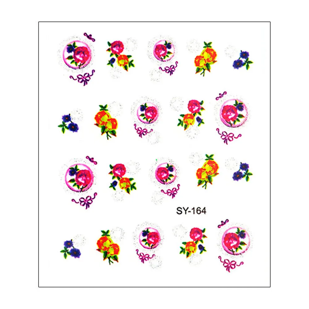 

SY Embossed 3D Nail Stickers Blooming Flower Butterfly Art Stickers Decals, Colored / pure