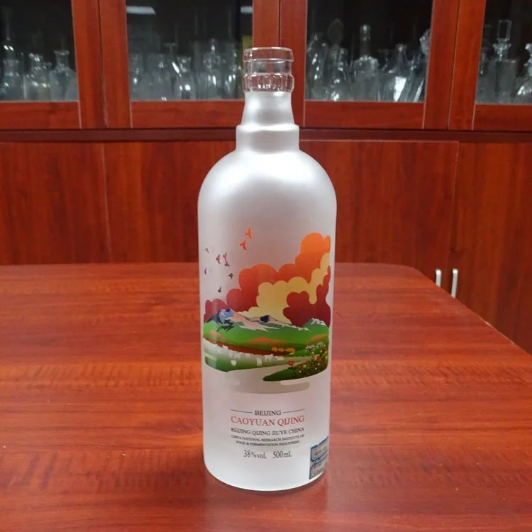 white frost 480ml glass bottle cork for olive oil round shape