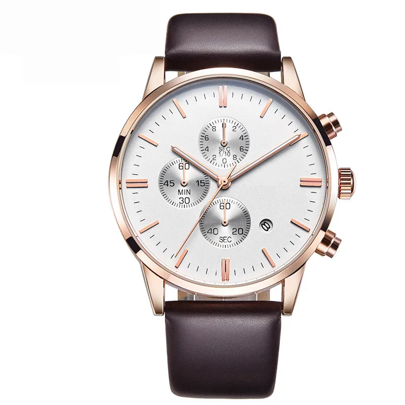 

2019 Hot selling multi-functional water resistant men's watch, Black;brown