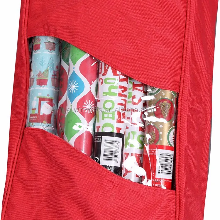 Heavy Duty Christmas Wrapping Paper Storage Bag Organizer With Handle