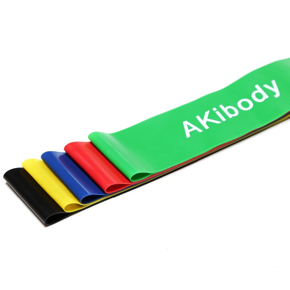 

custom logo yoga stretch latex resistance loop bands, Green/blue/yellow/red/black