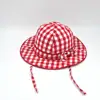 New Fashion 100% Cotton outdoor Strips/Checks Sun Bucket Kid Hat Summer