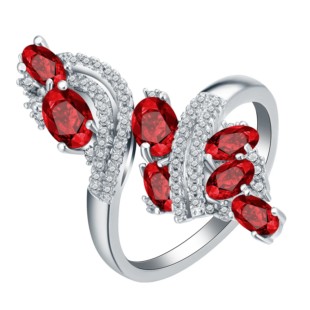 

Fashion women jewelry Luxury Wedding Ring 7 AAA Zircon Elegant plating white gold ring wholesale