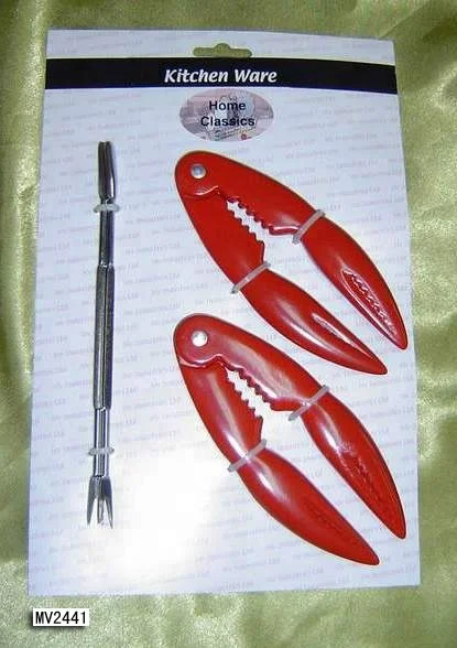 
NEW DESIGN STAINLESS STEEL SEAFOOD SERVING SETS WITH 2 LOBSTER CRACKERS+8 FORKS+8 CONDIMENT SAUCE CUPS 