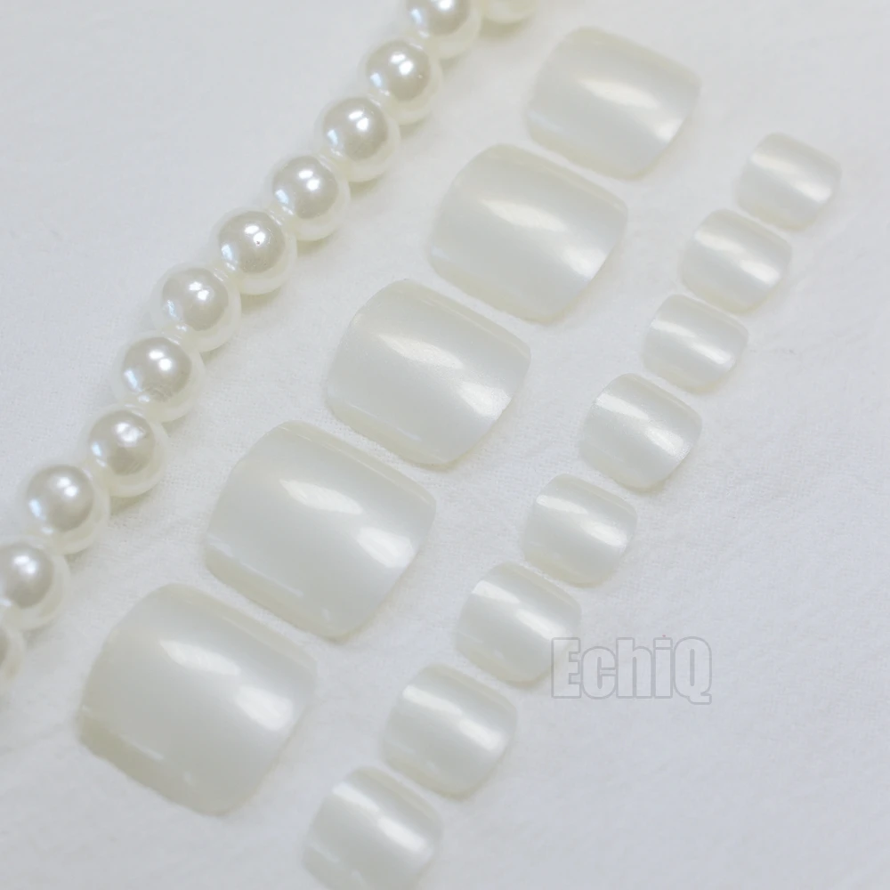 

Candy color false toe nails 24pcs Party Fake Toes Nail Art tips this is Pearl White 072t, Satin fade