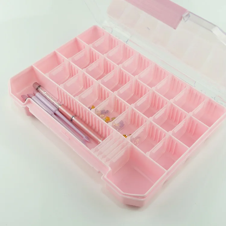 

6 color Acrylic Empty Storage Box Strass Beads Rhinestone Jewelry Decoration Nail Art Brush Display Removable Container Case, Clear