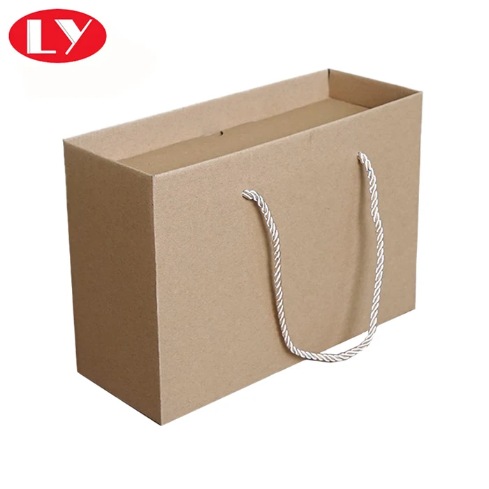 Custom Made Corrugate Packaging Paper Box With Rope Handle Buy Corrugated Box With Handle