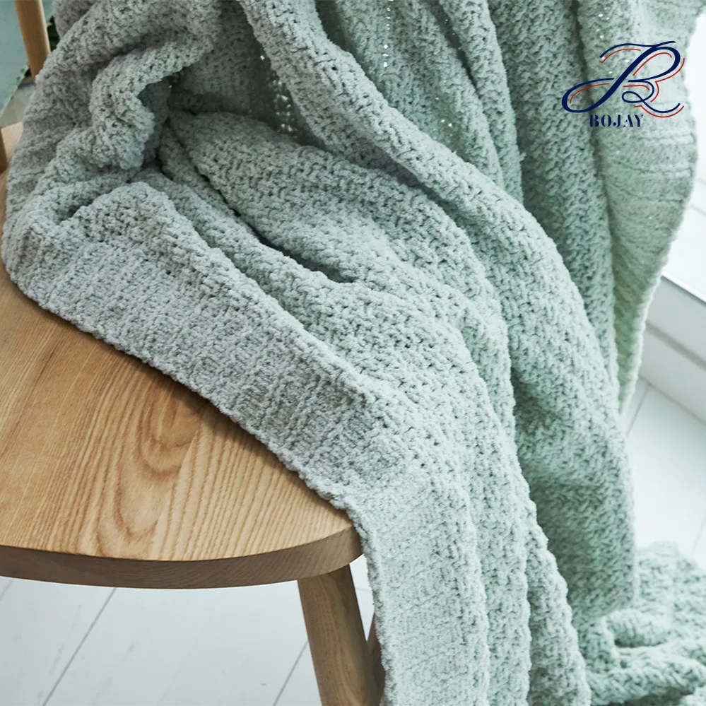 

Creative Design 100% Chunky Chenille Yarn Knitted Blanket Home Decor Pillow