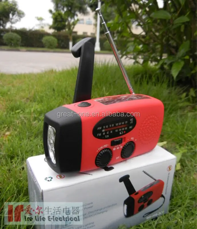 

solar hand crank NOAA weather radio torch with 300/1000mah cell phone charger, N/a