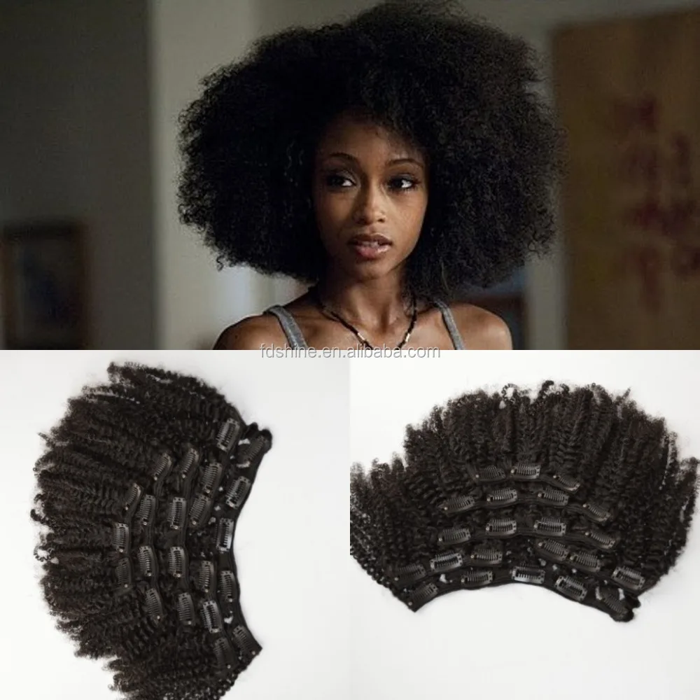 

Shipping Free Virgin Mongolian Human Hair 4a/4b/4c Afro Kinky Curly Clip In Hair Extensions For Black Woman