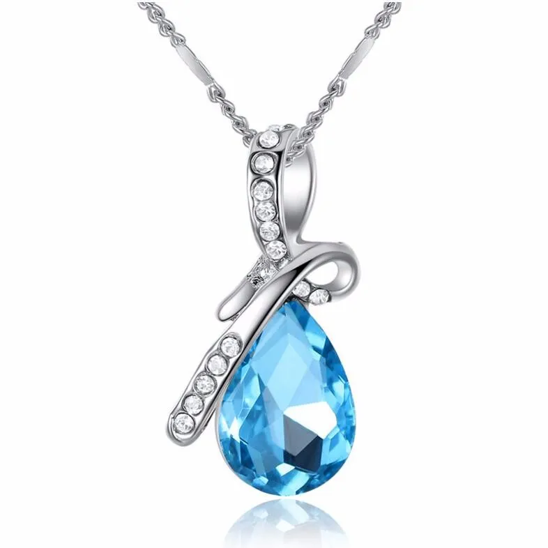 Wholesale Austrian Crystal Drop Necklace Angel Tear Necklace Free ...