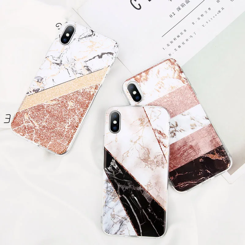 

Free Shipping Glitter Powder Marble Phone Case for iPhone X XR XS Max Glossy Stone Silicone Soft Cover for iPhone 8 7 6 Plus