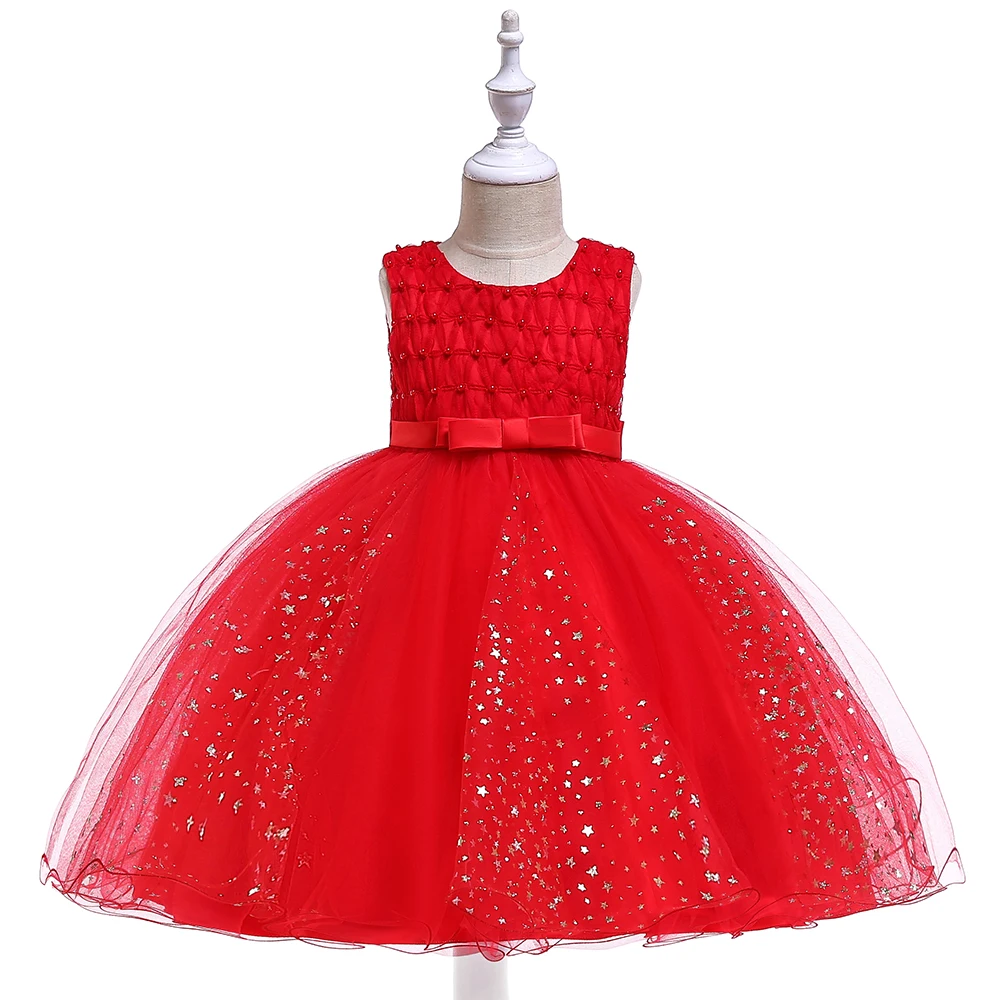 

Cheap Little Girl Beading Start Printed Prom Dress Bridesmaid Dress For Babies L5098, N/a