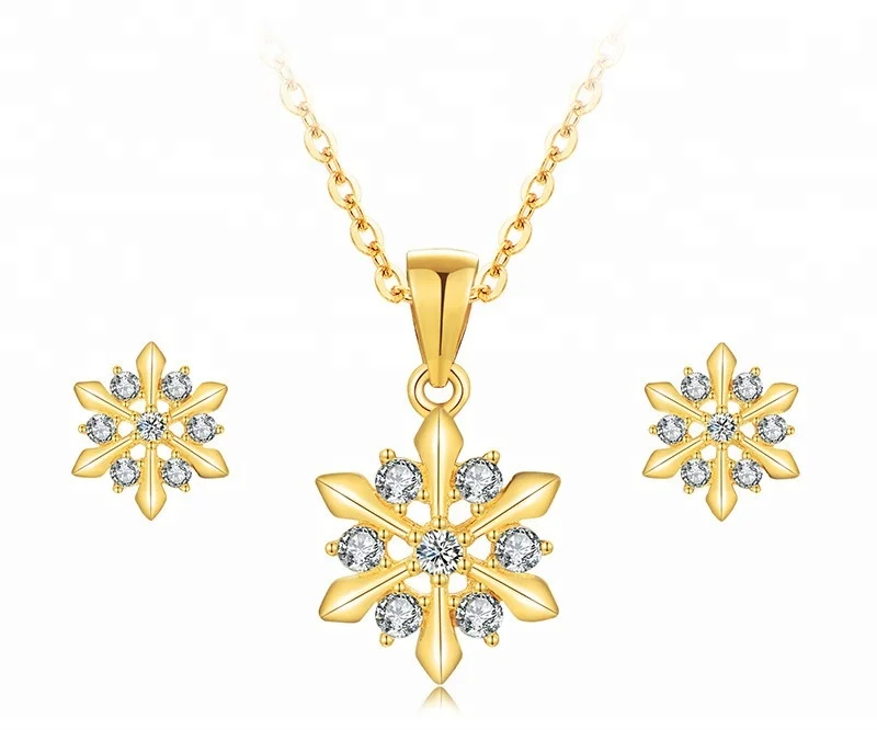 

SZ9-002C Women 2020 Fashion Necklace Western Jewelry Sets Hawaiian 18K Gold Plated Diamond Jewelry Set