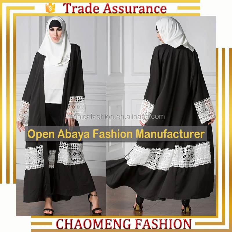 

1487# Plus Size Black Long Coat Embroidery Designs Front Open Robe Cardigan Muslim Dress New Model Abaya Kimono In Dubai, Black/customized