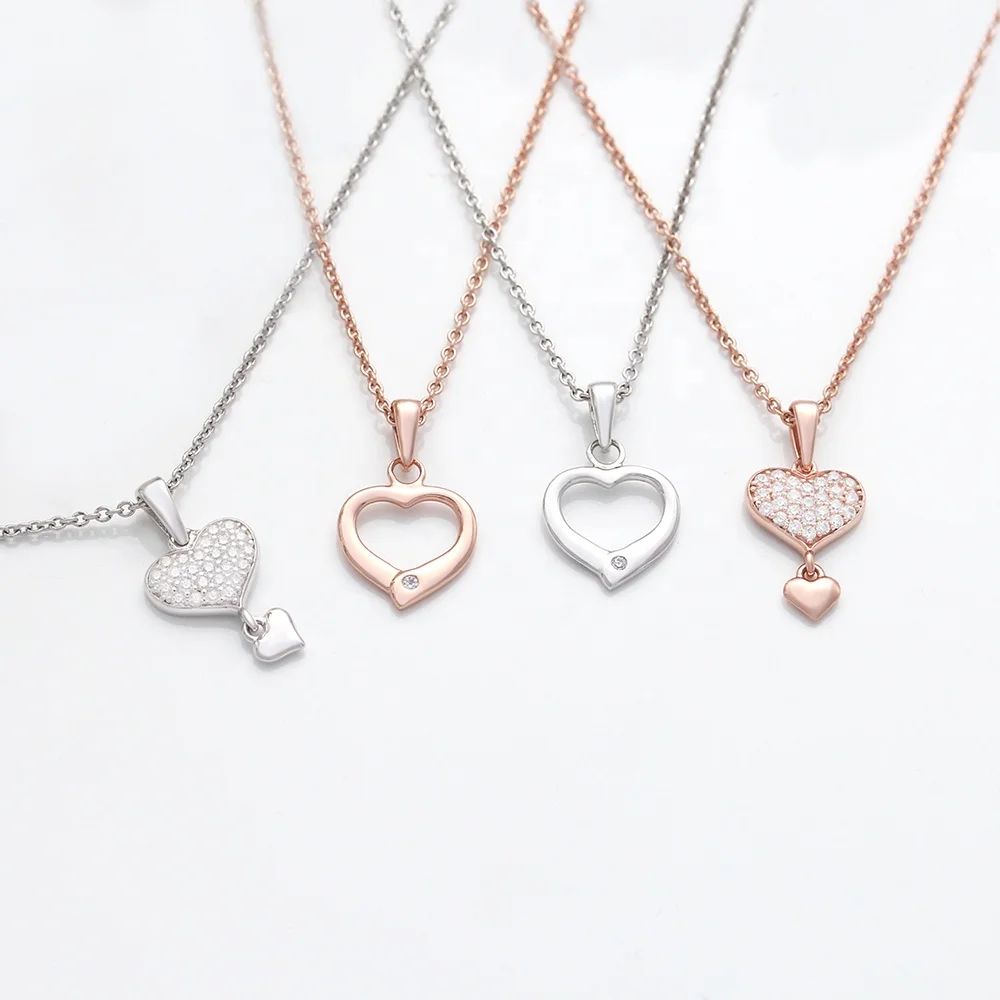 

Luxury Jewelry Women Heart 925 Sterling Silver Best Friend Necklace, Silver;gold;rose gold or custom.