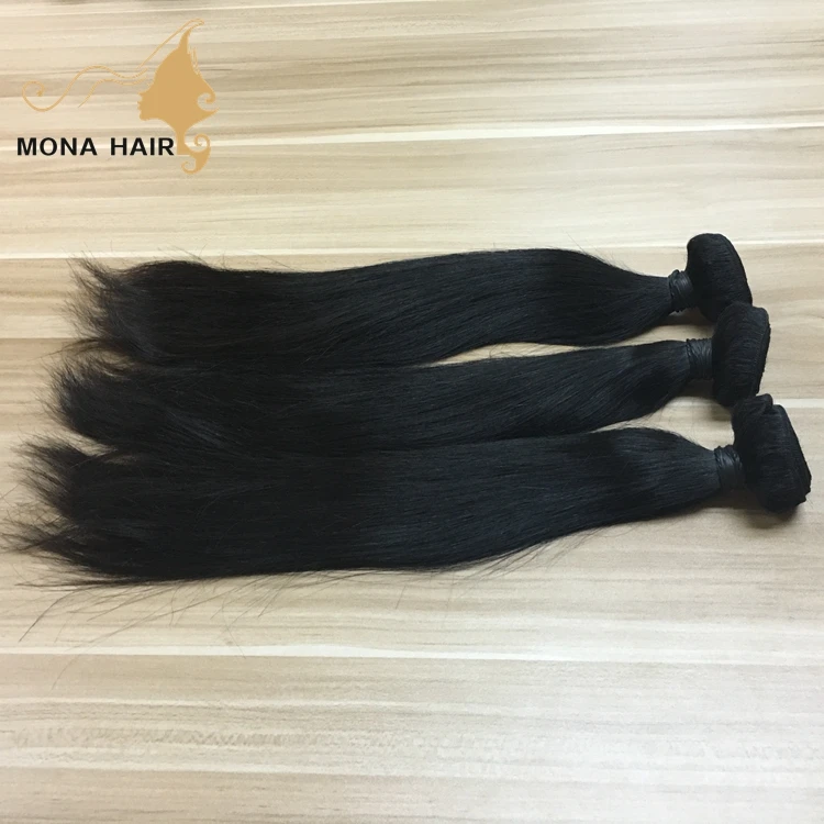 

Unprocessed Human Mongolian Hair Weave Extensions Virgin Straight Hair, Unprocessed natural black