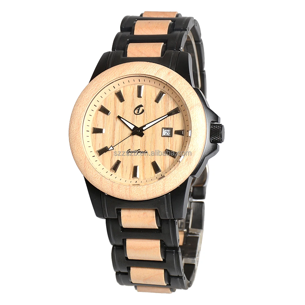 

New Arrival 3ATM Waterproof stainless steel with woodenl Men's Watch
