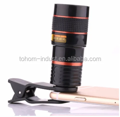 

Universal clip cellphone camera 8x 12x 18x optical zoom lens telescope for mobile phone, Black;white