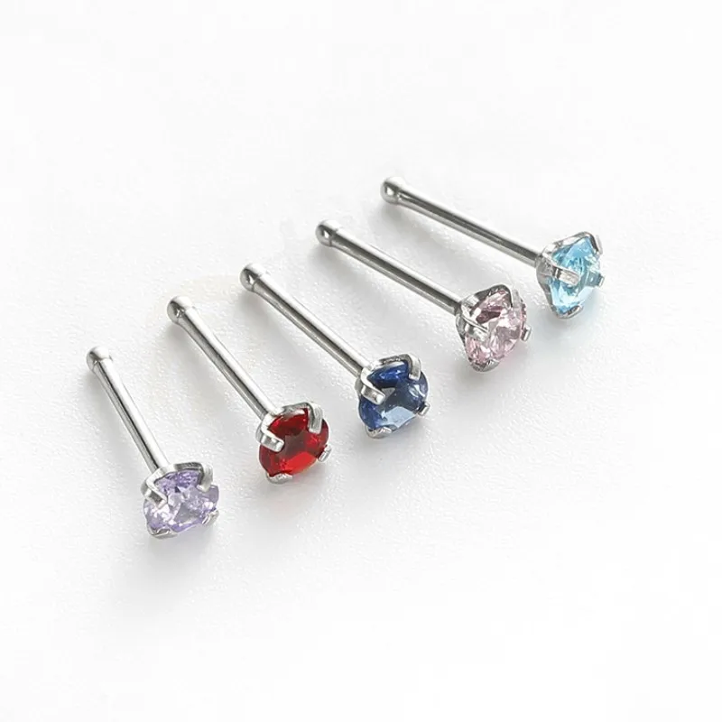 

High Quality Clear Round CZ Piercing Stud Nose Pin Jewelry, Steel