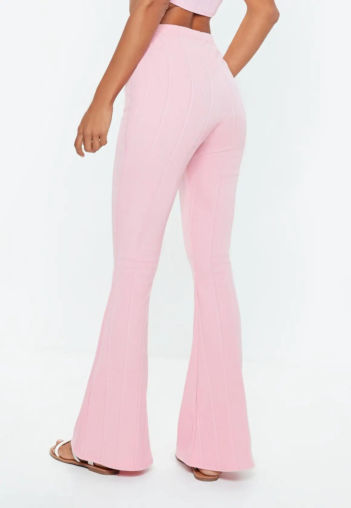Pink Polyester Flare Bandage Women Pants Women Fashion Clothing - Buy ...