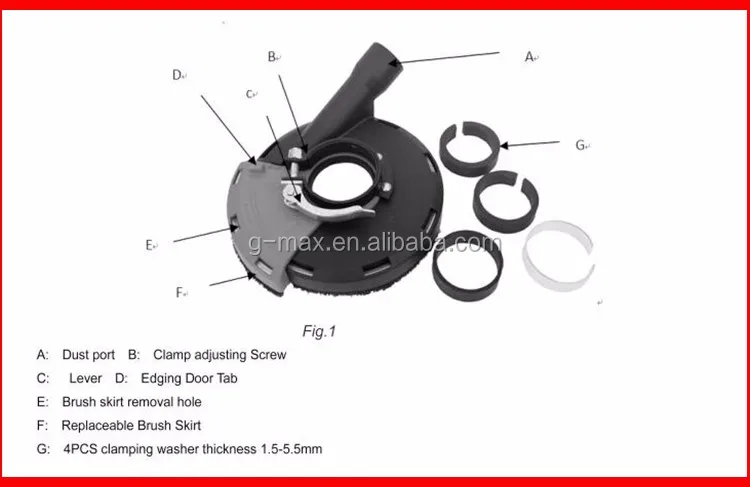 Herzo Universal Surface 125mm Grinding Dust Shroud For Angle Grinder