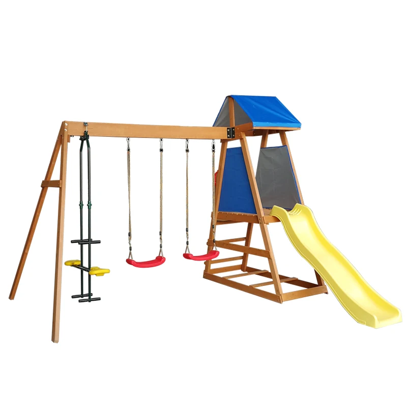 outdoor playhouse and swing set