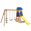 garden wooden playhouse fabric outdoor plastic kids slide and swing set