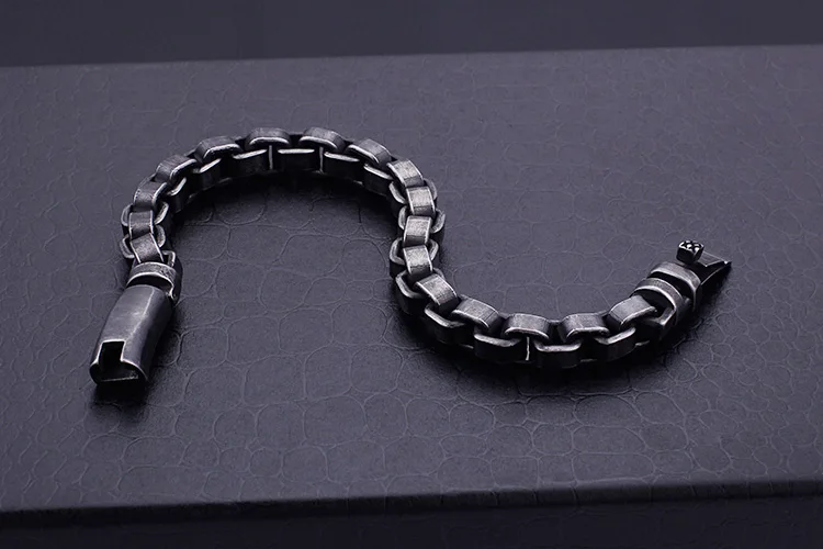 KALEN 316 Stainless Steel 22CM Brushed Box Link Chain Bracelets For Men