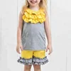 Cotton material gray clothes set for babi girls summer set