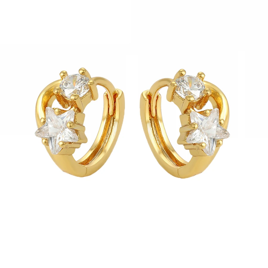 

96208 xuping manufacturer charming hoop shaped baby earrings with 24k gold plated setting cubic zircon