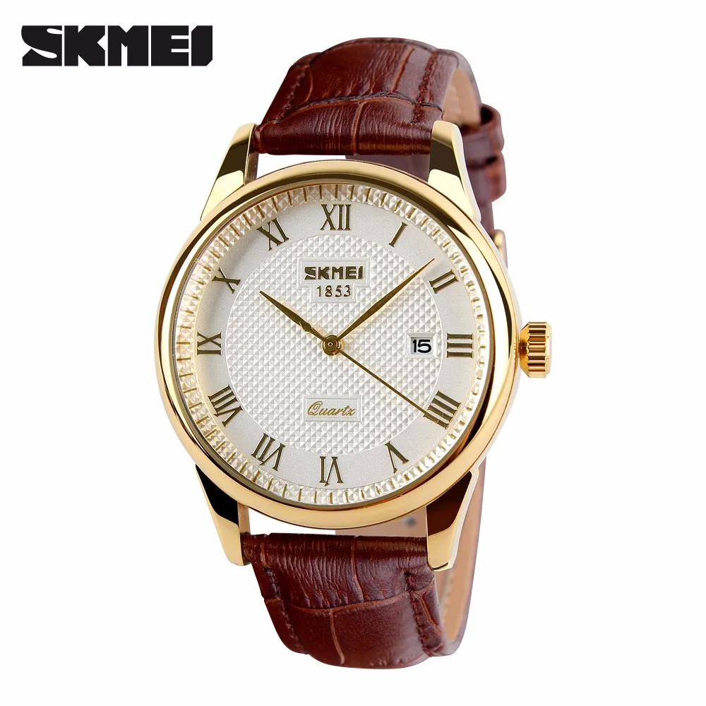 

SKMEI 9058 Luxury quartz classic Lovers watch fashion casual watches 30m waterproof leather belt for women men wristwatch