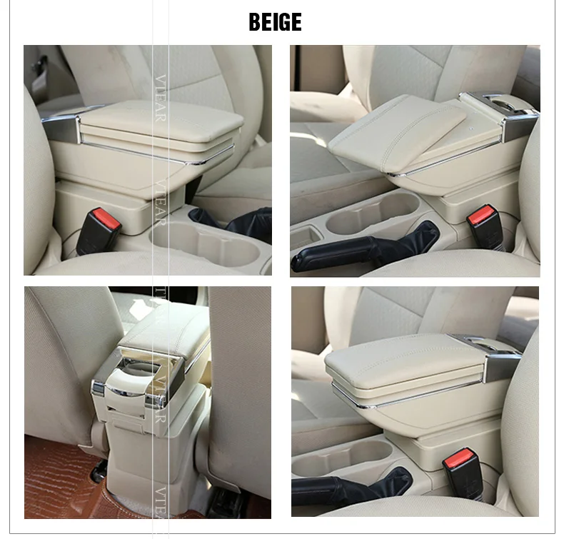 Vtear For Hyundai Getz Armrest Central Store Content Storage Box Cup