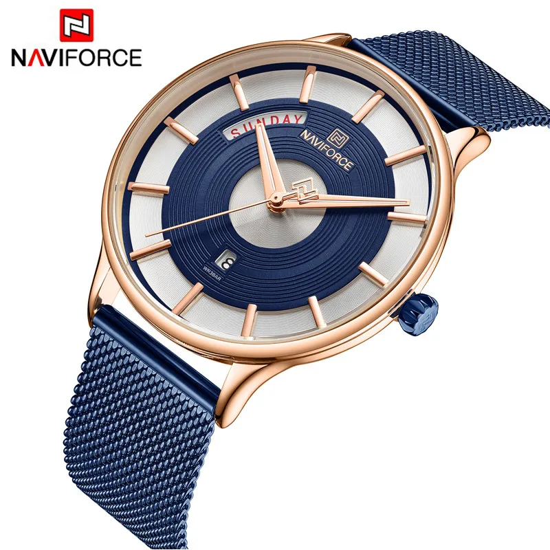 

Mens Watches NAVIFORCE 3007 Watch Men Top Brand Luxury Quartz watch Men Fashion Steel Mesh Belt WristWatch Relogio Masculino